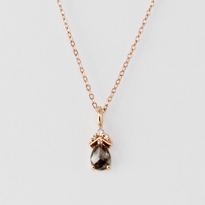 Natural Salt And Pepper 2.50 CT Round & Pear Diamond Necklace