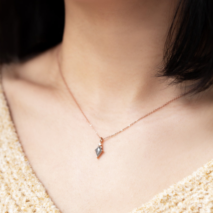 Natural Salt And Pepper 2.25 CT Round & Kite Diamond Necklace