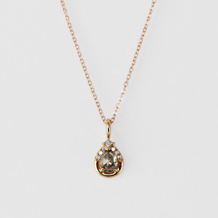 Natural Salt And Pepper 2.55 CT Pear Diamond Necklace