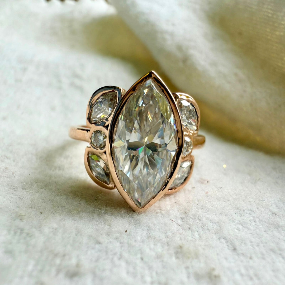 Exquisite Marquise Cut Simulated Diamond Ring – Less Diamond