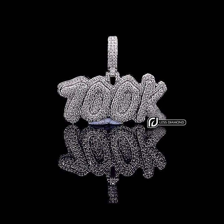 100K Hip Hop Moissanite Statement Pendant in 925 Sterling Silver Front View