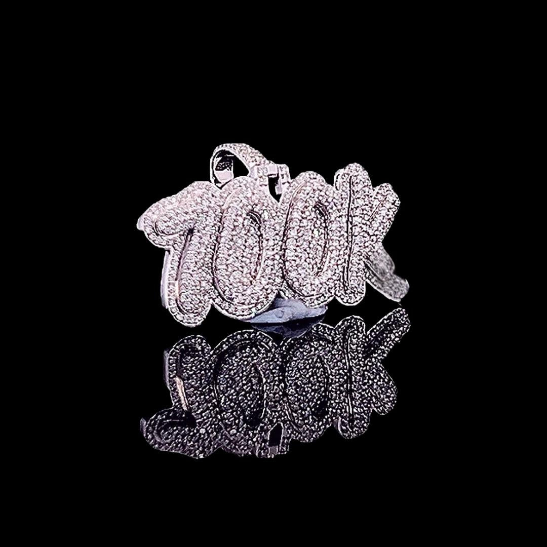 100K Hip Hop Moissanite Statement Pendant in 925 Sterling Silver Right Profile View
