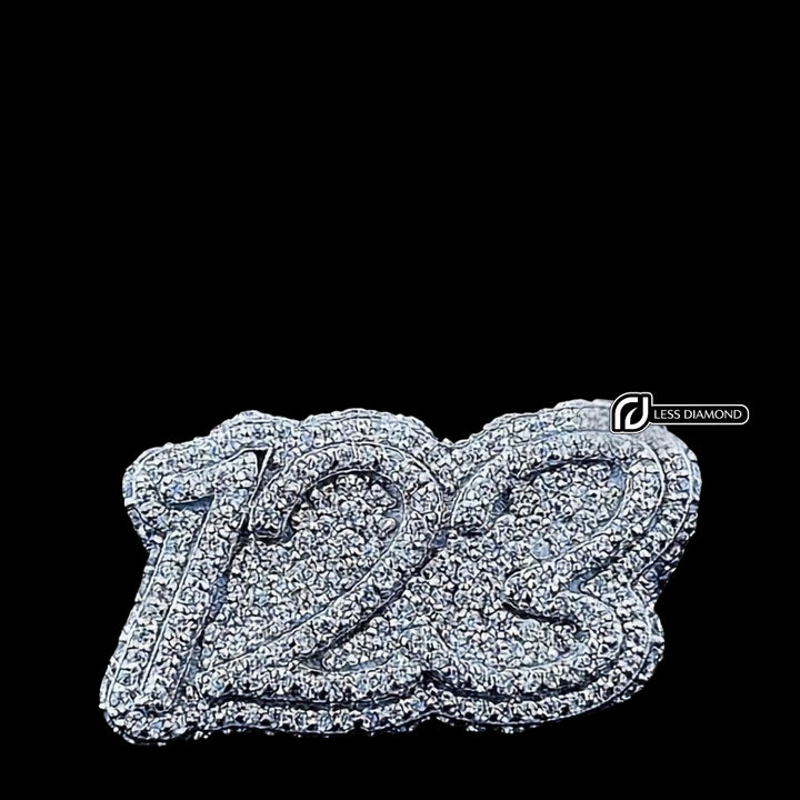 123 Royal Emblem Moissanite Pendant in 925 Sterling Silver Front View