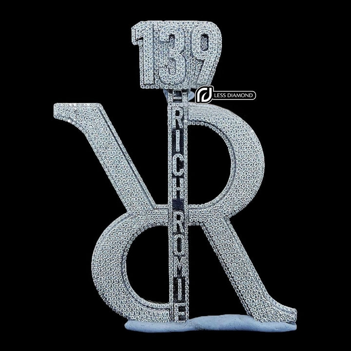139 RR Legacy Iced Moissanite Pendant in 925 Sterling Silver Front View
