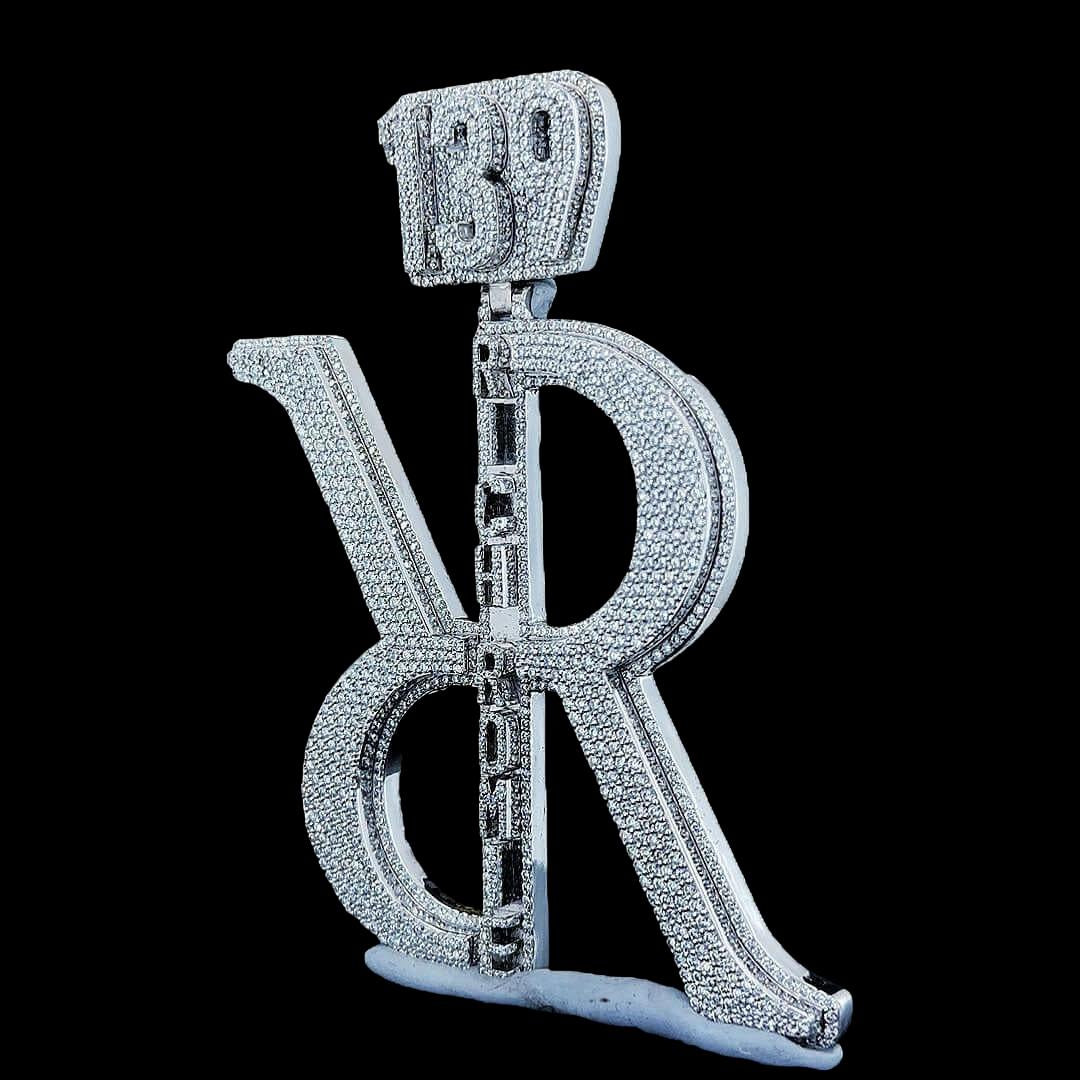 139 RR Legacy Iced Moissanite Pendant in 925 Sterling Silver Left Profile View