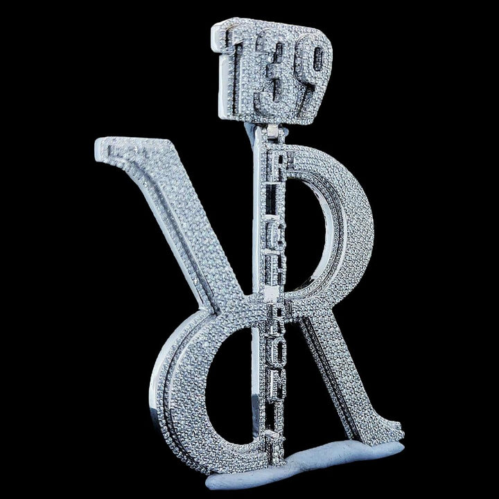 139 RR Legacy Iced Moissanite Pendant in 925 Sterling Silver Right Profile View
