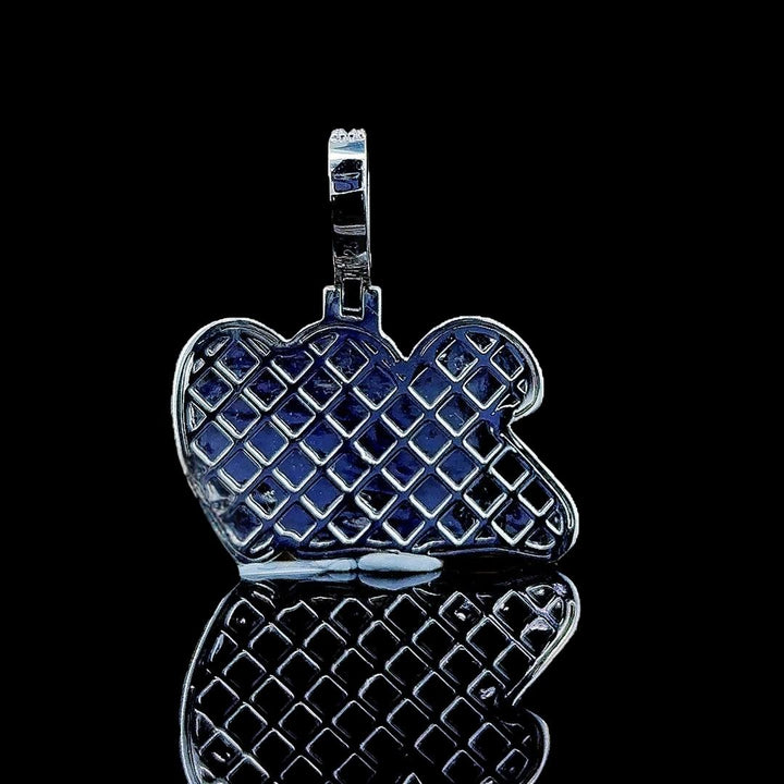 229 Triple Number Moissanite Pendant in 925 Sterling Silver Back Side View