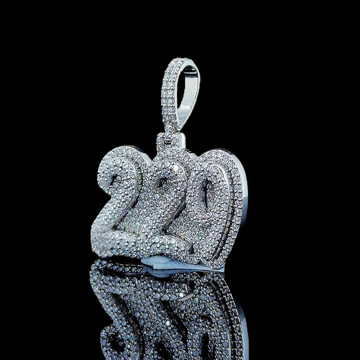 229 Triple Number Moissanite Pendant in 925 Sterling Silver Left Profile View