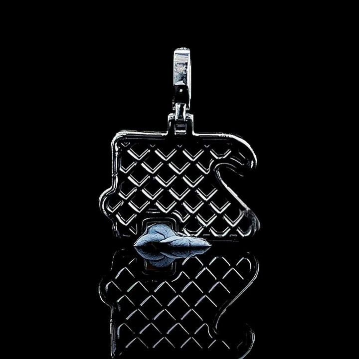 24 Iced Number Moissanite Pendant in 925 Sterling Silver Back Side View