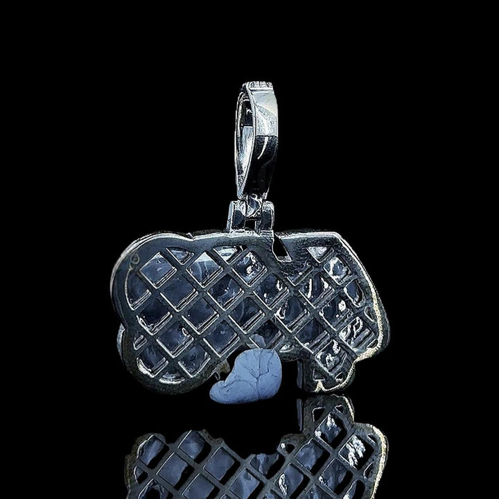 448 Iced Number Moissanite Pendant in 925 Sterling Silver Back Side View