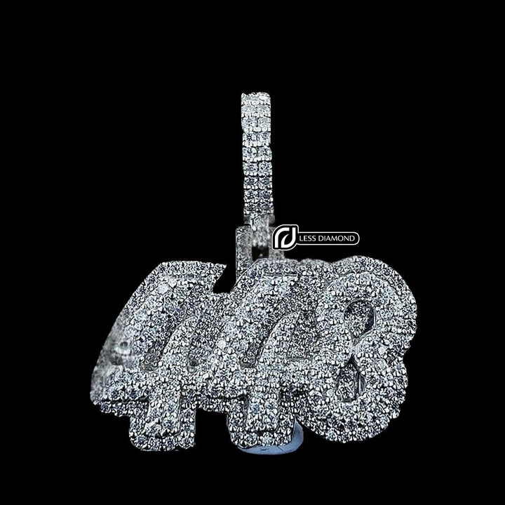 448 Iced Number Moissanite Pendant in 925 Sterling Silver Front View