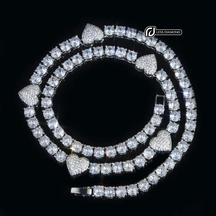 5mm Round Moissanite Tennis Chain Heartora in 14K White Gold Front View