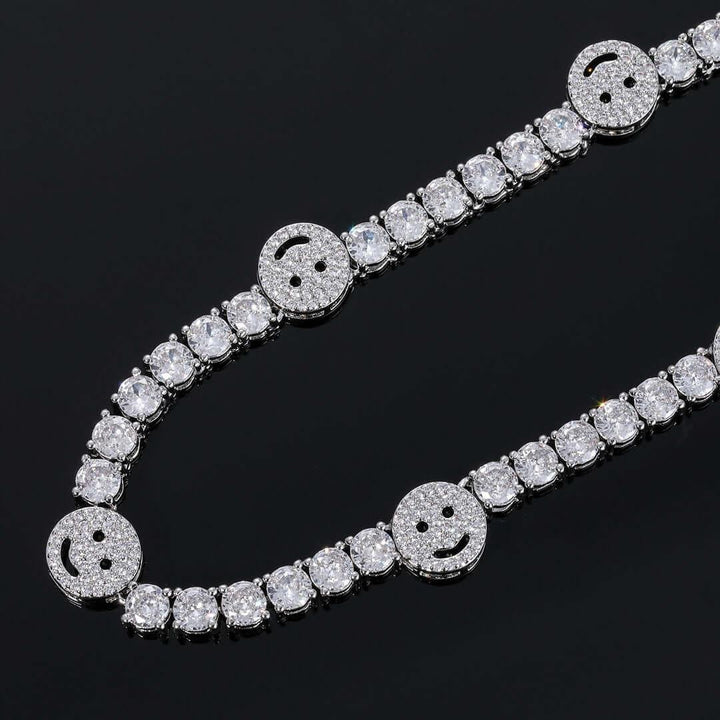 5mm Round Moissanite Tennis Chain JoyLink in 14K White Gold Detailed Close Up View