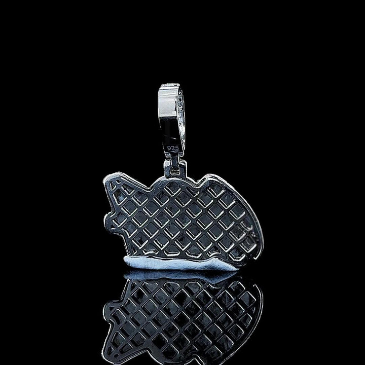 627 Iced Number Moissanite Pendant in 925 Sterling Silver Back Side View