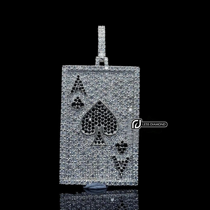 Ace Spade Moissanite Playing Card Pendant in 925 Sterling Silver Front View