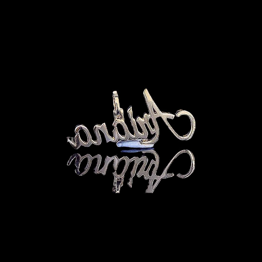 Ariana Script Moissanite Letter Pendant in 925 Sterling Silver Back Side View