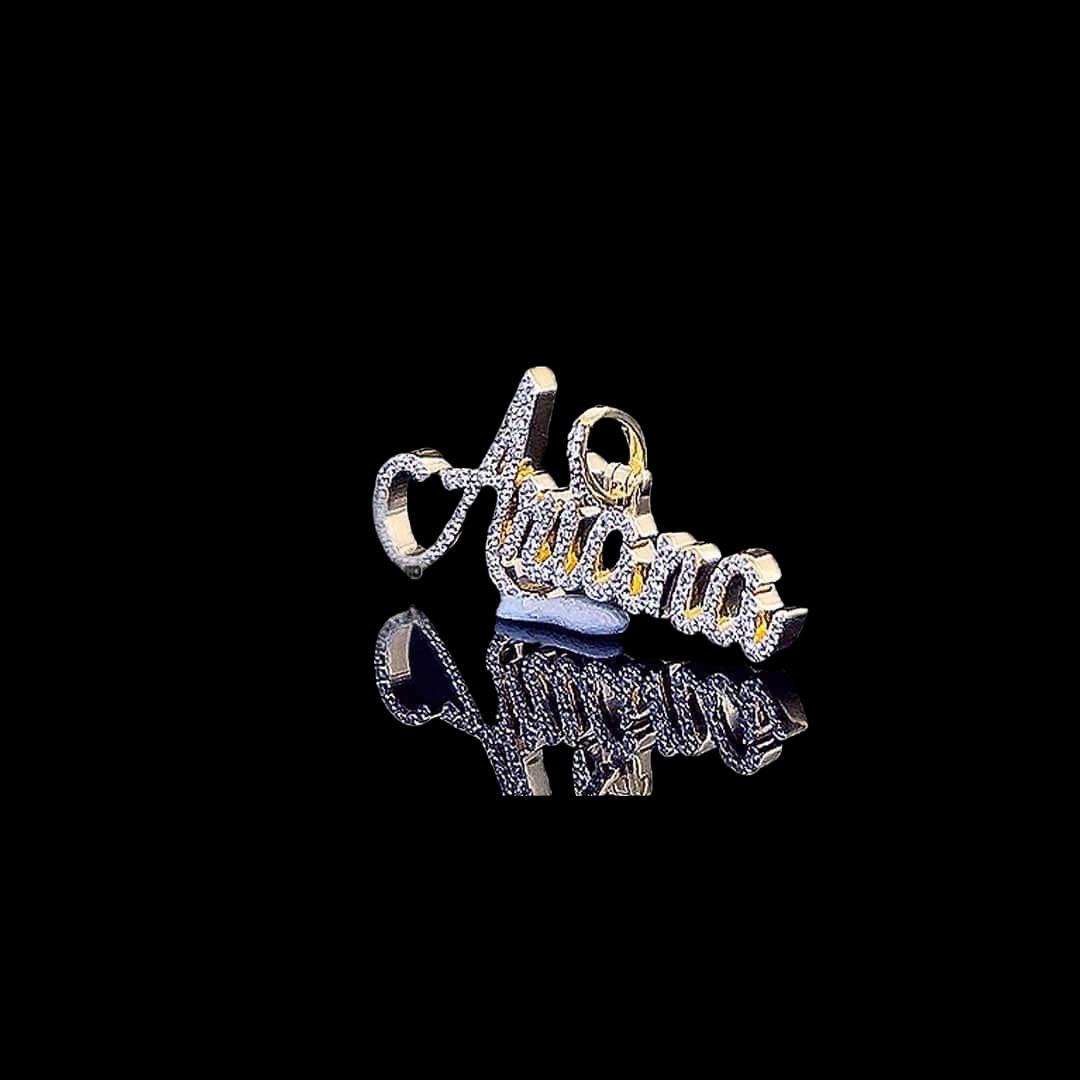 Ariana Script Moissanite Letter Pendant in 925 Sterling Silver Right Profile View