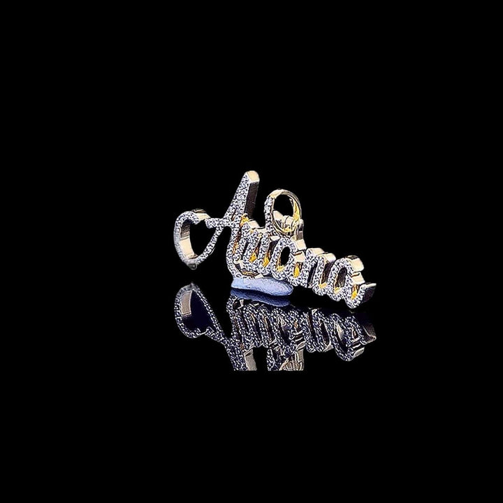 Ariana Script Moissanite Letter Pendant in 925 Sterling Silver Right Profile View