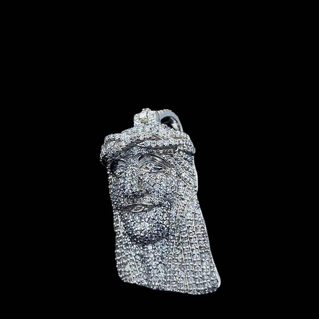 Bearded King Iced Moissanite Pendant in 925 Sterling Silver Left Profile View