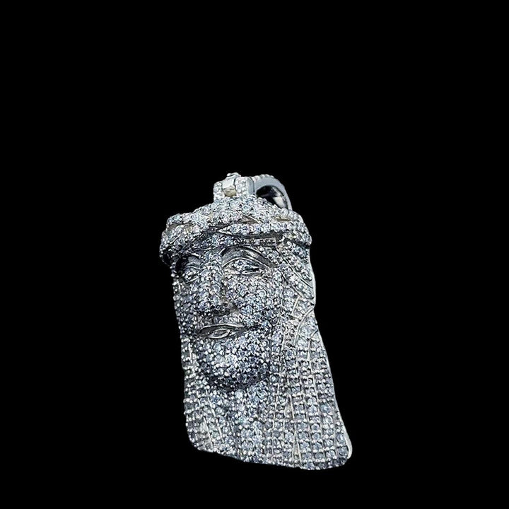 Bearded King Iced Moissanite Pendant in 925 Sterling Silver Left Profile View