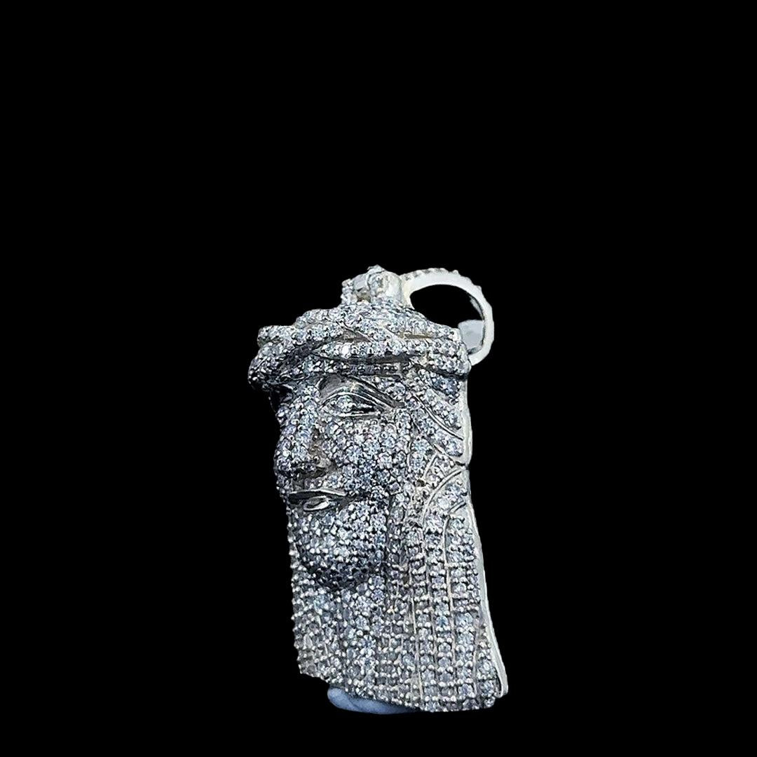 Bearded King Iced Moissanite Pendant in 925 Sterling Silver Left Side View
