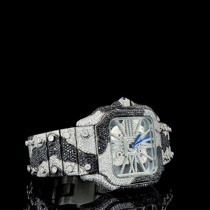 Black Moissanite Cartier Watch Right Profile View