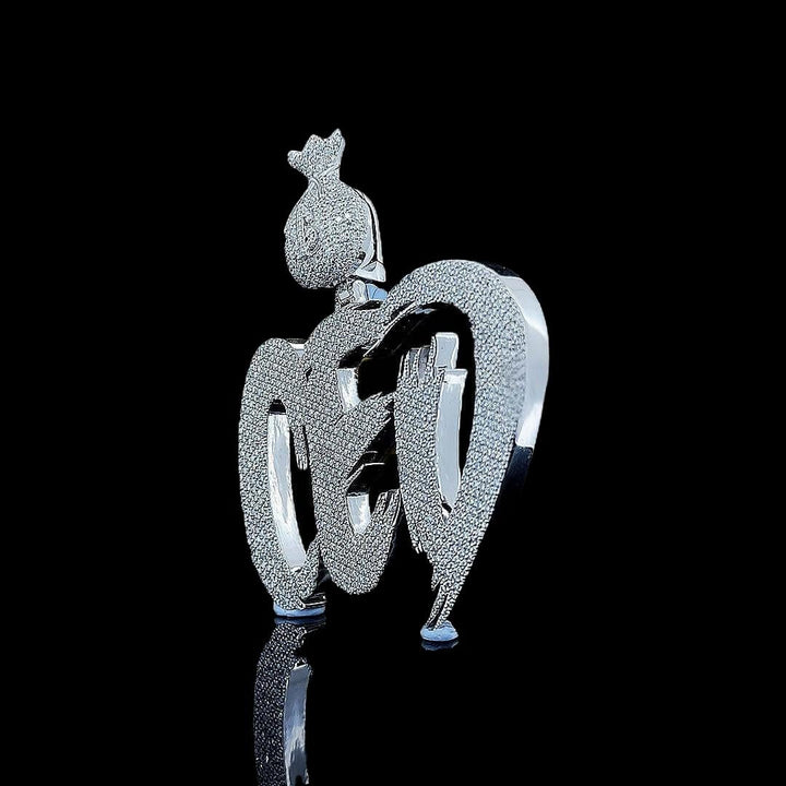 CED Iced Money Bag Moissanite Pendant in 925 Sterling Silver Left Side View
