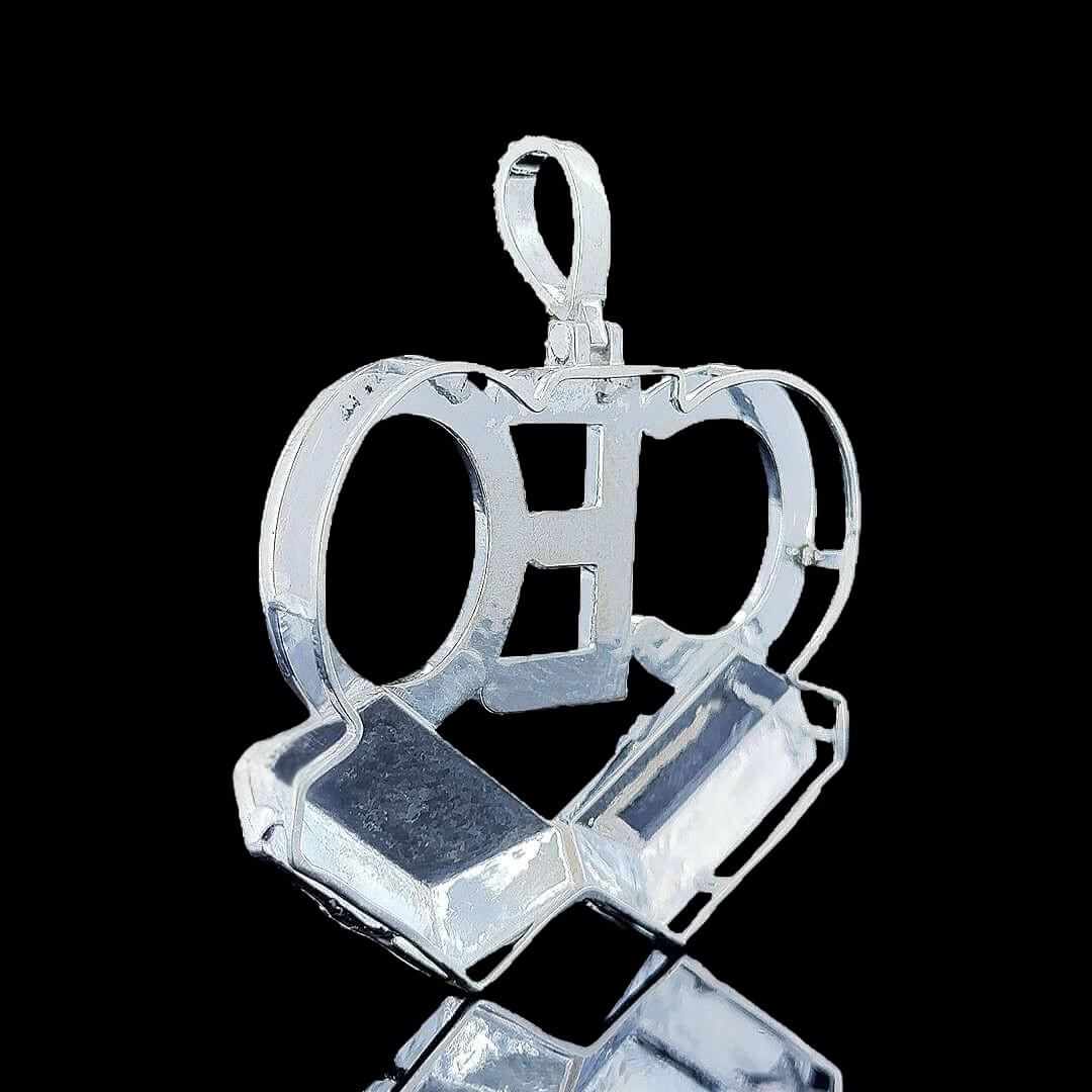 CEO Moissanite Block Letter Pendant in 925 Sterling Silver Back Side View