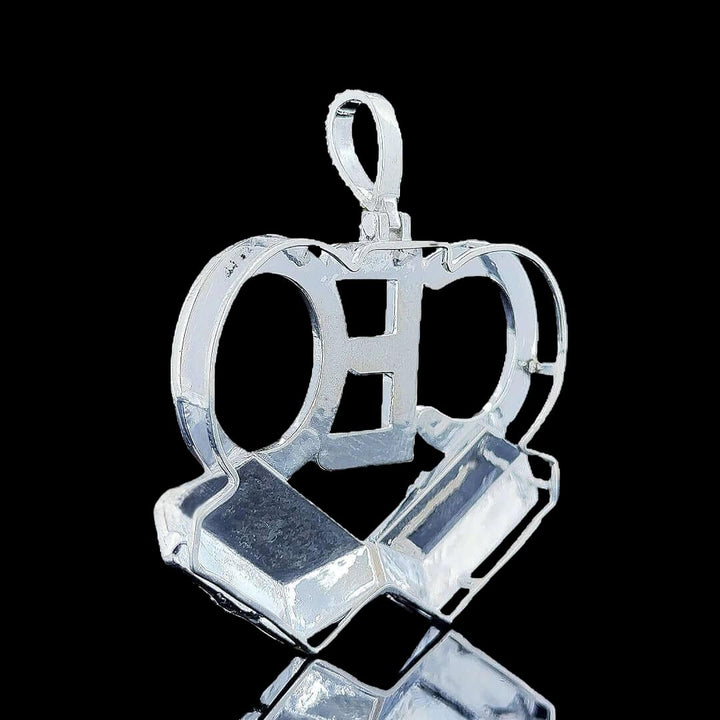 CEO Moissanite Block Letter Pendant in 925 Sterling Silver Back Side View