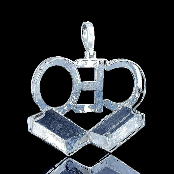 CEO Moissanite Block Letter Pendant in 925 Sterling Silver Close Up Back Side View