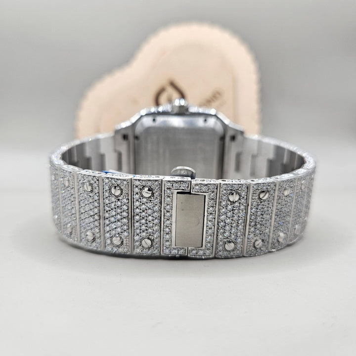 Cartier Santos Arabic Moissanite Watch Caseback View