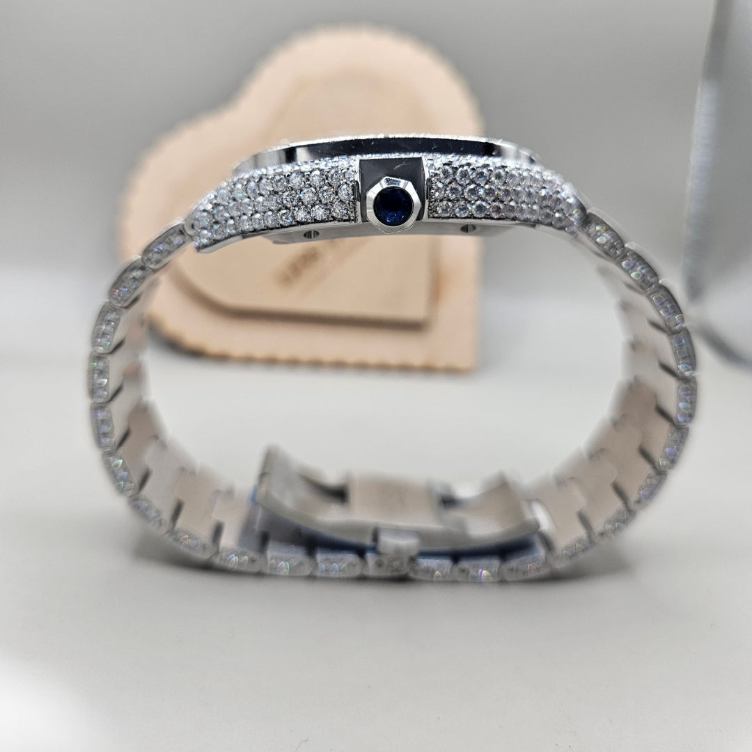 Cartier Santos Arabic Moissanite Watch Crown View