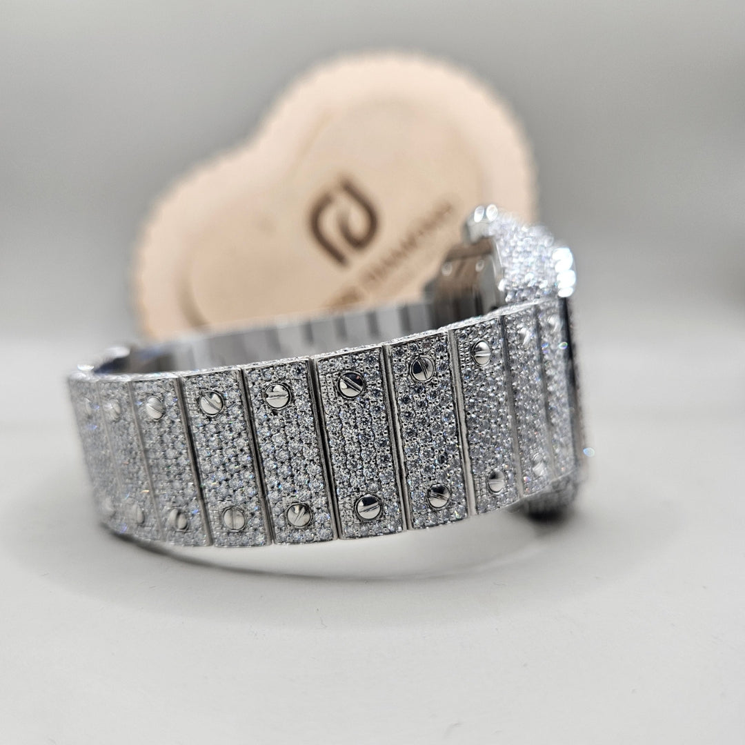 Cartier Santos Arabic Moissanite Watch Right Profile View