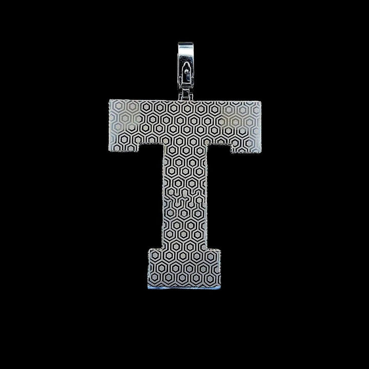 Diamond Bling T Moissanite Pendant in 925 Sterling Silver Back Side View