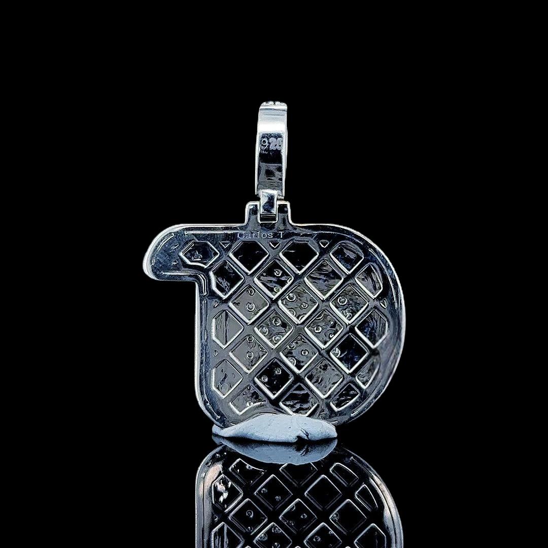 Diamond Signature CT Moissanite Letter Pendant in 925 Sterling Silver Back Side View