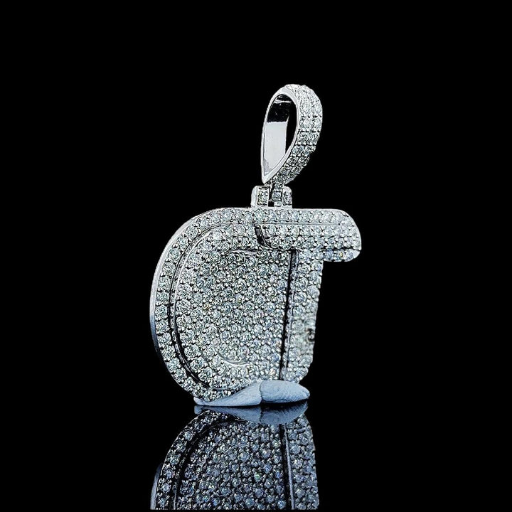 Diamond Signature CT Moissanite Letter Pendant in 925 Sterling Silver Right Profile View