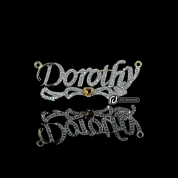 Dorothy Iced Script Moissanite Pendant in 925 Sterling Silver Front View