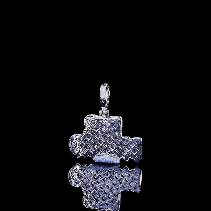 Drakko Iced Script Moissanite Pendant in 925 Sterling Silver Back Side View