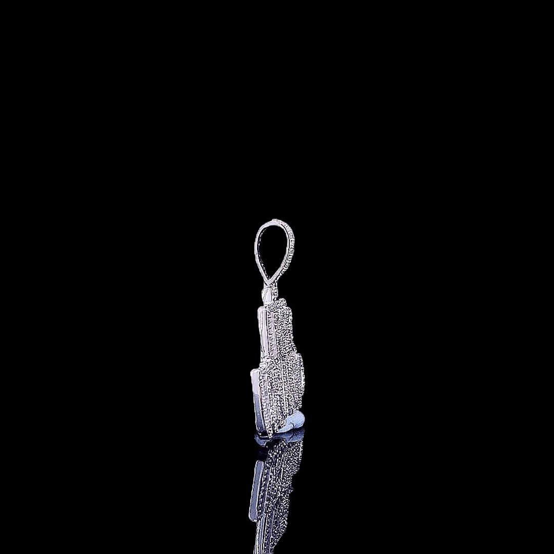 Drakko Iced Script Moissanite Pendant in 925 Sterling Silver Right Side View