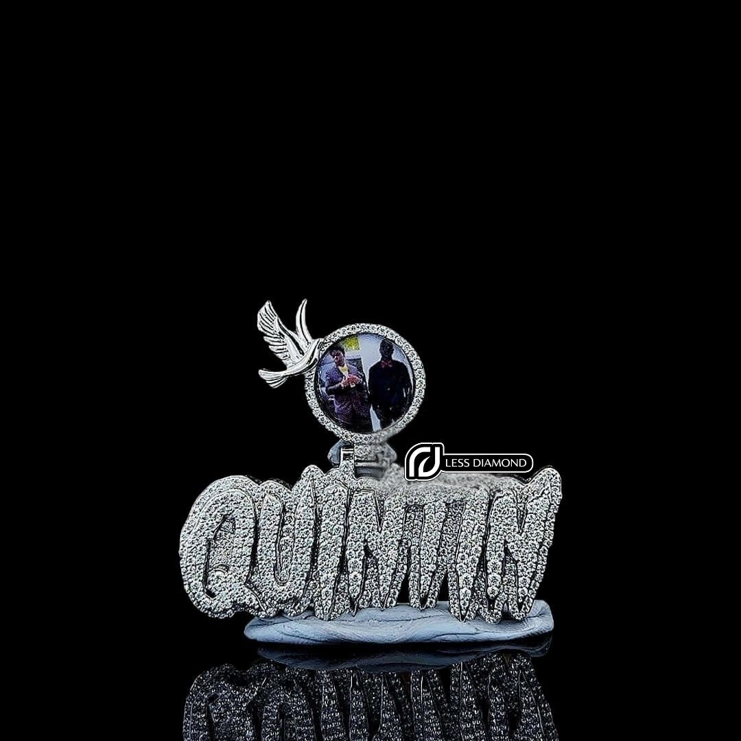 Flight of Memory Moissanite Letter Pendant in 925 Sterling Silver Front View