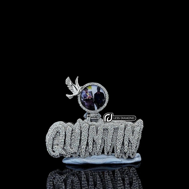 Flight of Memory Moissanite Letter Pendant in 925 Sterling Silver Front View