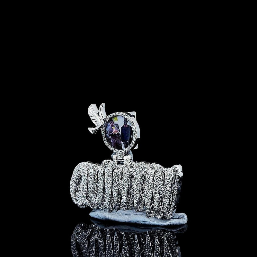 Flight of Memory Moissanite Letter Pendant in 925 Sterling Silver Left Profile View