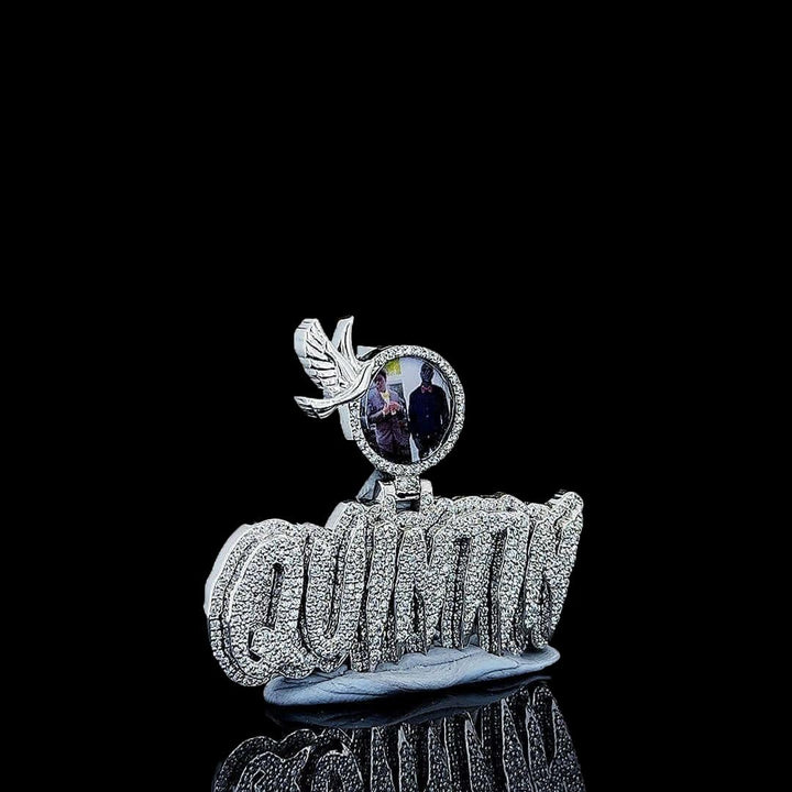Flight of Memory Moissanite Letter Pendant in 925 Sterling Silver Right Profile View