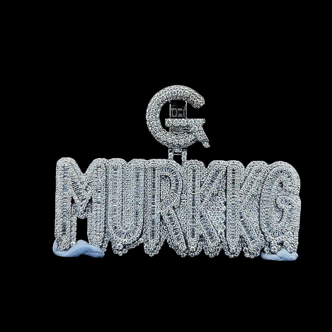 G-Murkkg Crown Jewel Moissanite Pendant in 925 Sterling Silver Close Up Front View