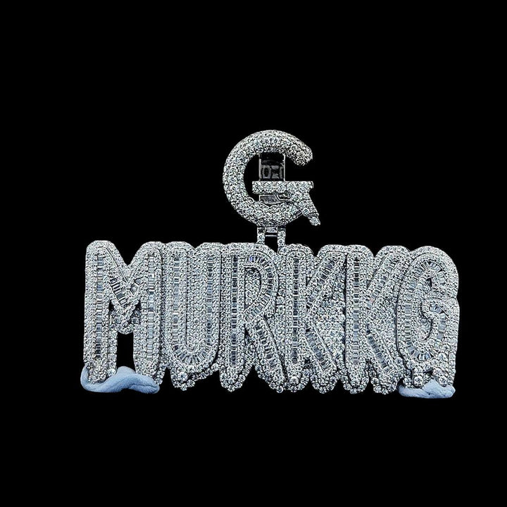 G-Murkkg Crown Jewel Moissanite Pendant in 925 Sterling Silver Close Up Front View
