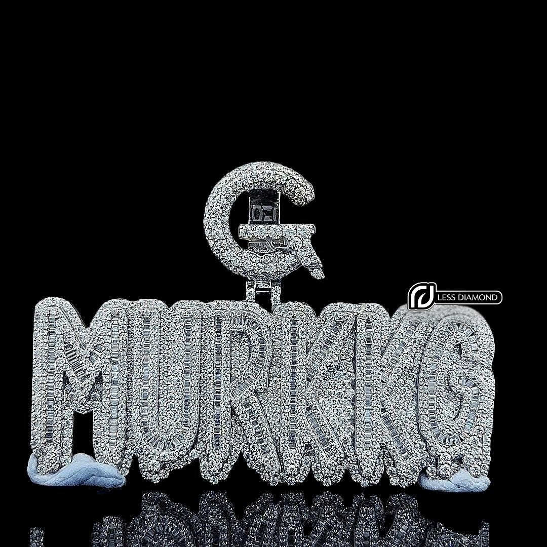 G-Murkkg Crown Jewel Moissanite Pendant in 925 Sterling Silver Front View