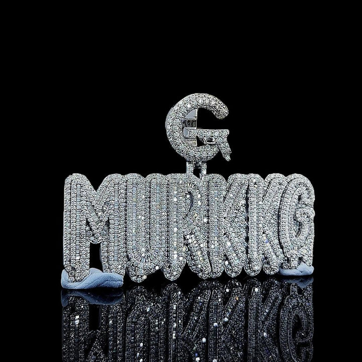 G-Murkkg Crown Jewel Moissanite Pendant in 925 Sterling Silver Full Close Up Front View