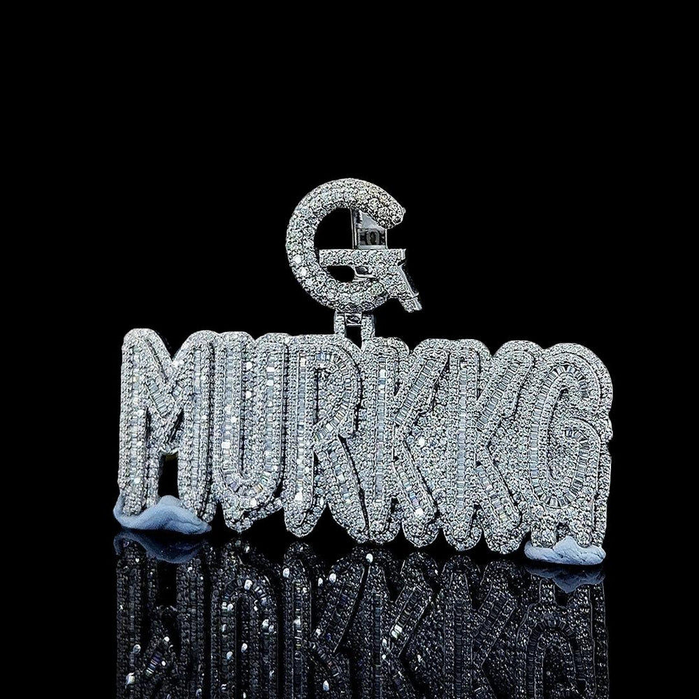 G-Murkkg Crown Jewel Moissanite Pendant in 925 Sterling Silver Left Profile View