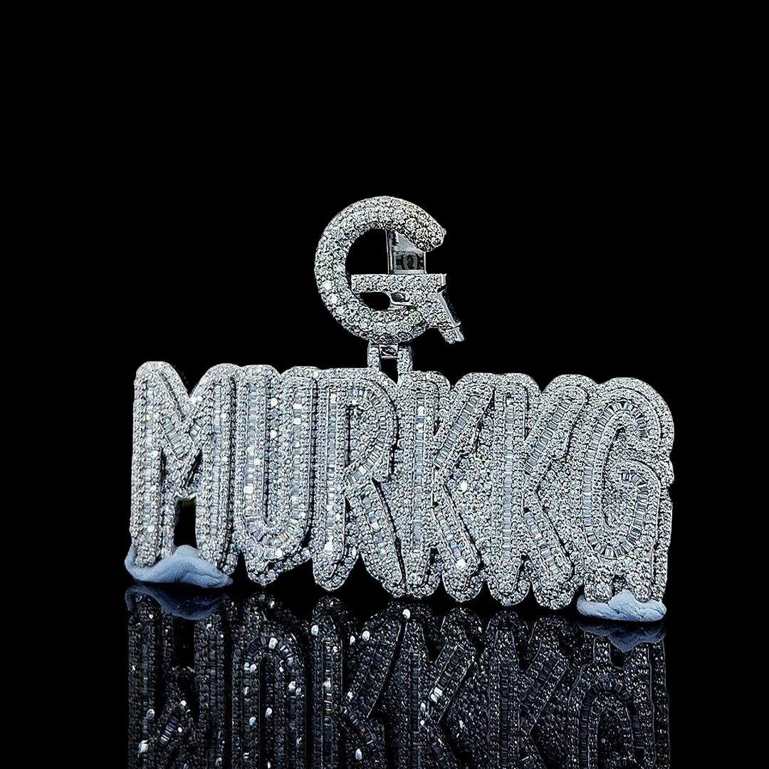 G-Murkkg Crown Jewel Moissanite Pendant in 925 Sterling Silver Left Profile View