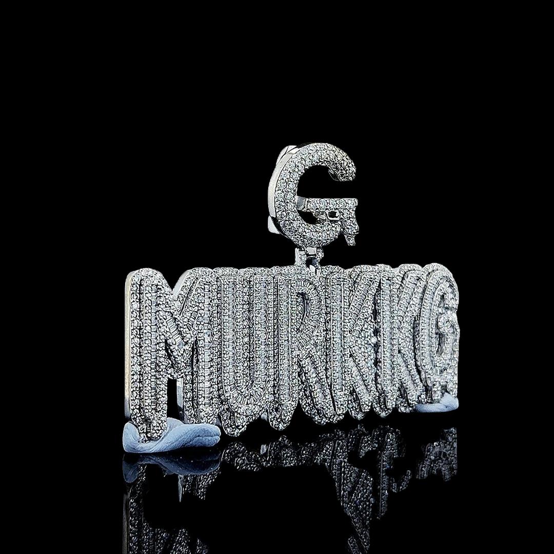 G-Murkkg Crown Jewel Moissanite Pendant in 925 Sterling Silver Right Profile View